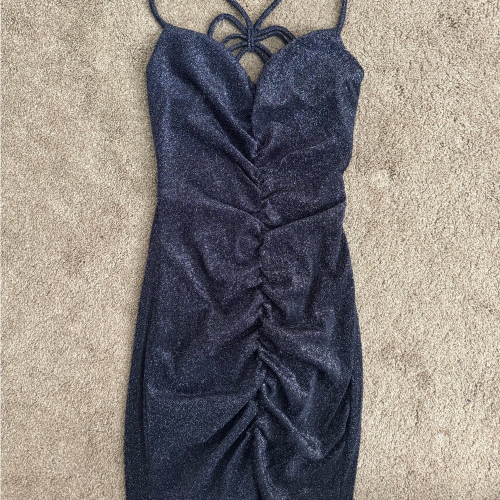 Crystal Doll Sparkling Navy Mini Dress